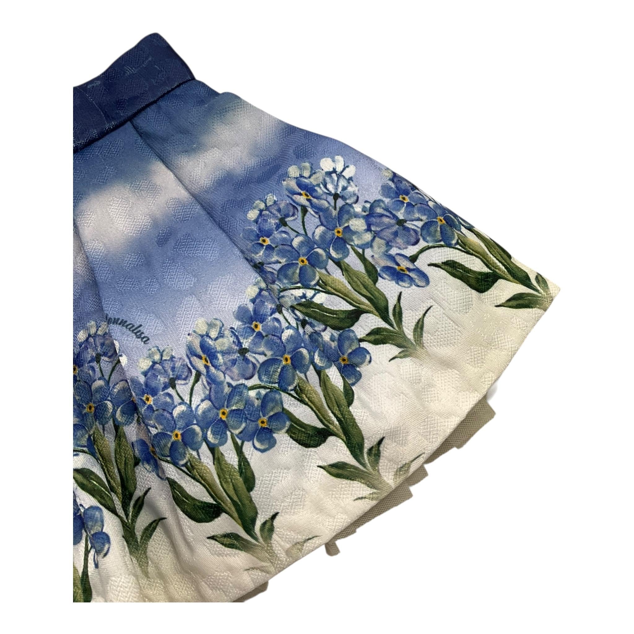 MONNALISA gonna tinta unita con stampa Blu per Neonata 11B702N BLU MONNALISA 