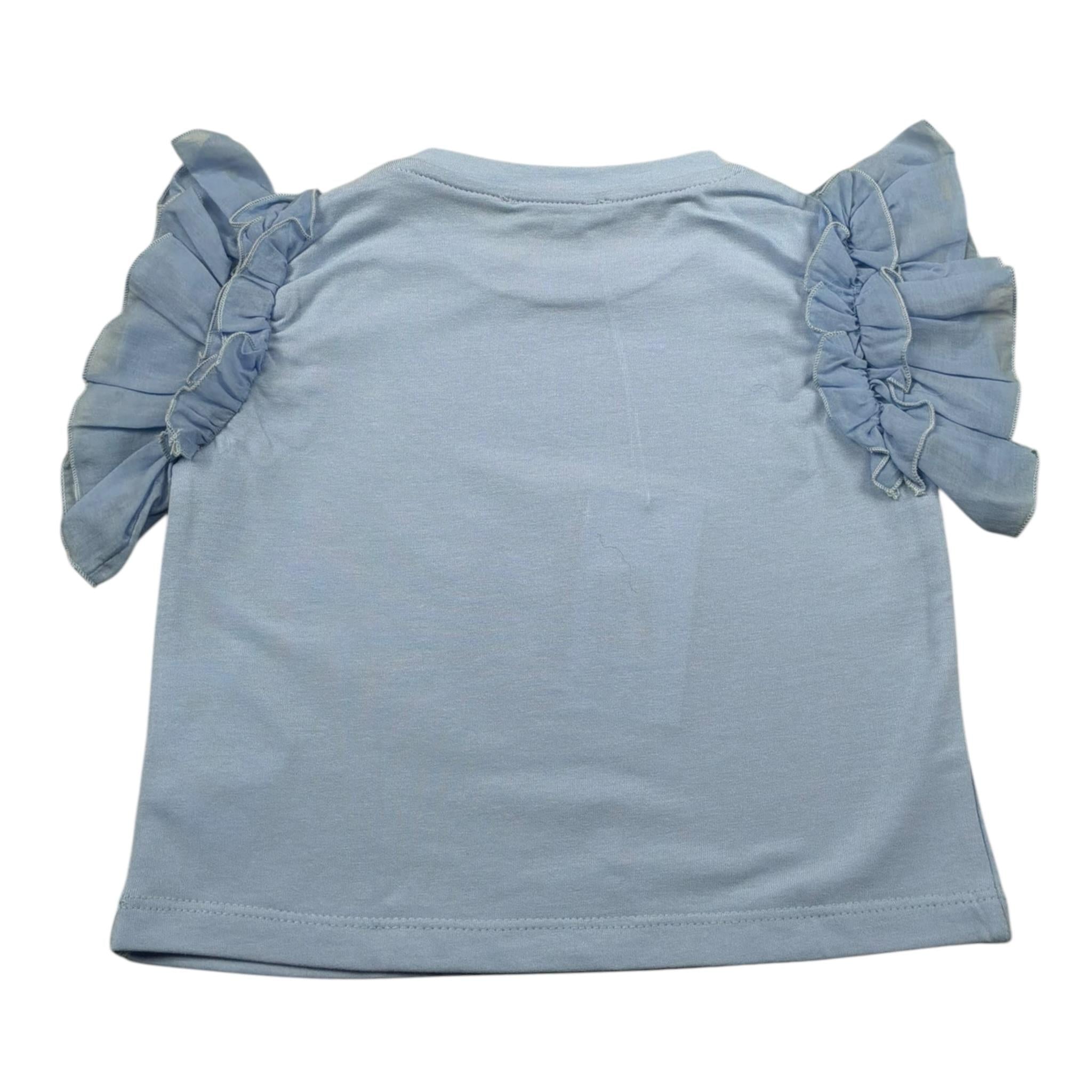 M+E' T-Shirt Girocollo Tinta Unita con Tulle per Bambina UE1373 AZZURRO M+E' 
