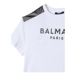BALMAIN t-shirt girocollo tinta unita con stampa Bianco per Bambino BV8Q81X BIANCO BALMAIN 