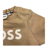 Boss T-Shirt Girocollo Tinta Unita con Stampa per Neonato J52105 BEIGE BOSS 
