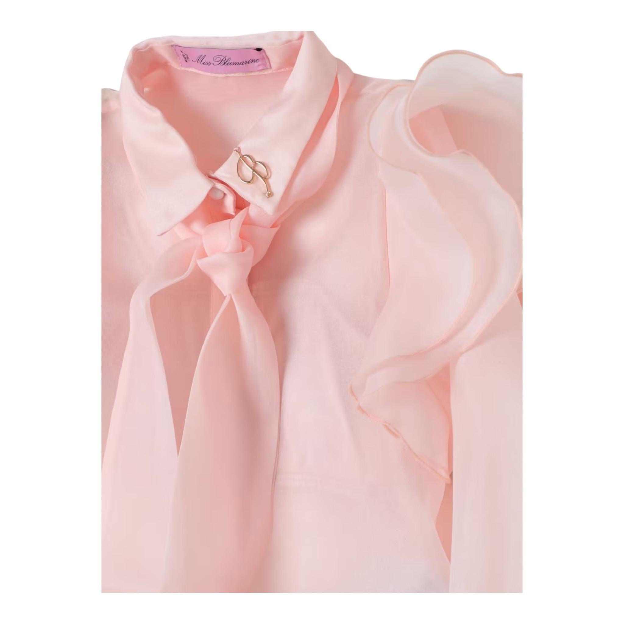 MISS BLUMARINE camicia tinta unita con top e foulards Rosa per Bambina IA4001 ROSA MISS BLUMARINE 