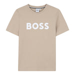 Boss T-Shirt Girocollo Tinta Unita con Stampa per Neonato J52105 BEIGE BOSS 