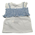 Please T-Shirt Girocoll Tinta Unita con Top per Neonata MQ02030G71 BIANCO/AZZURRO PLEASE 