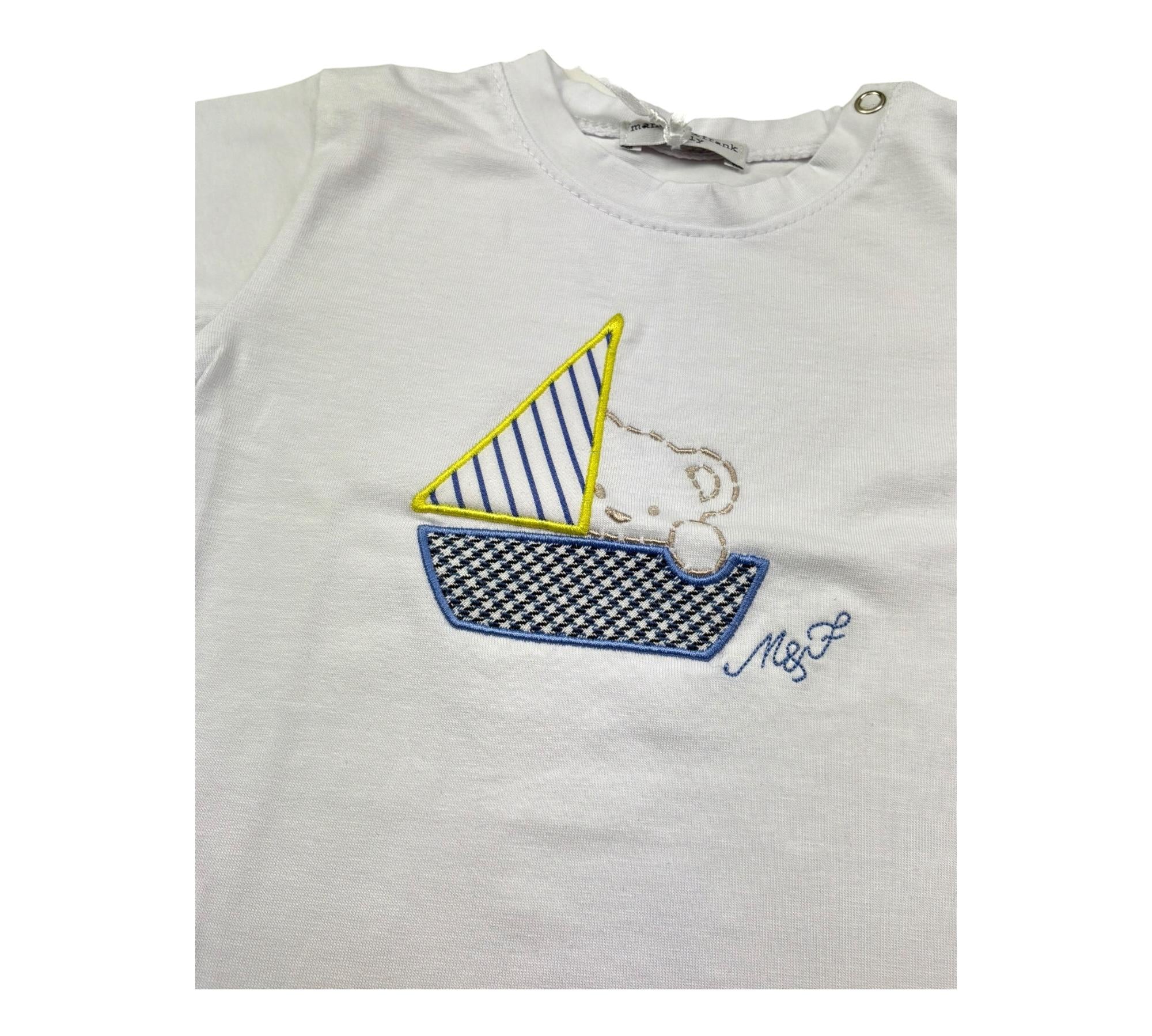 Manuel & Frank Body Mezza Manica Tinta Unita con Ricami per Neonato MF7397I BIANCO MANUEL & FRANK 