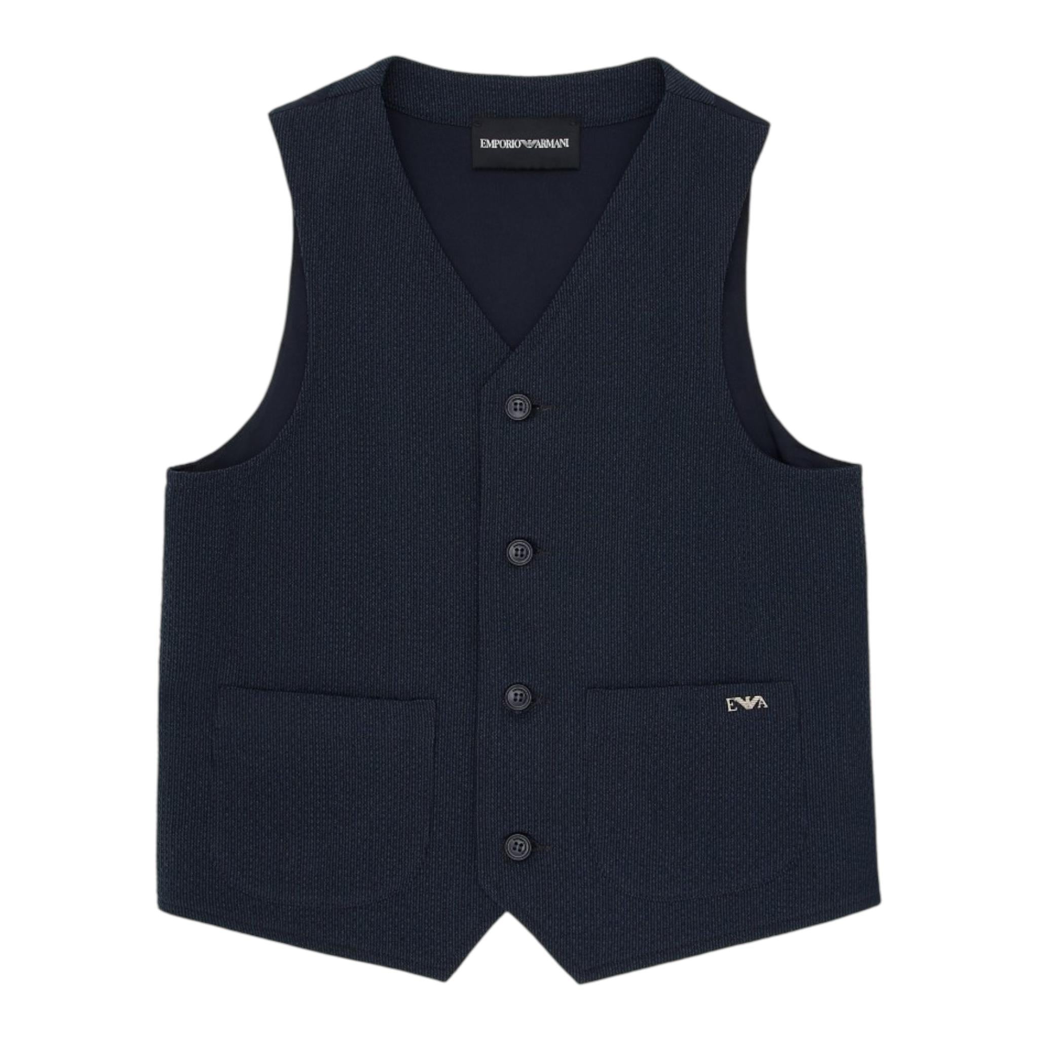 Emporio Armani Gilet Tinta Unita per Bambino EB000124 BLU EMPORIO ARMANI 