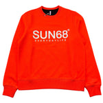 Sun68 Felpa Chiusa Girocollo Tinta Unita con Logo per Bambino F32311 ARANCIONE SUN68 