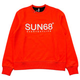 Sun68 Felpa Chiusa Girocollo Tinta Unita con Logo per Bambino F32311 ARANCIONE SUN68 