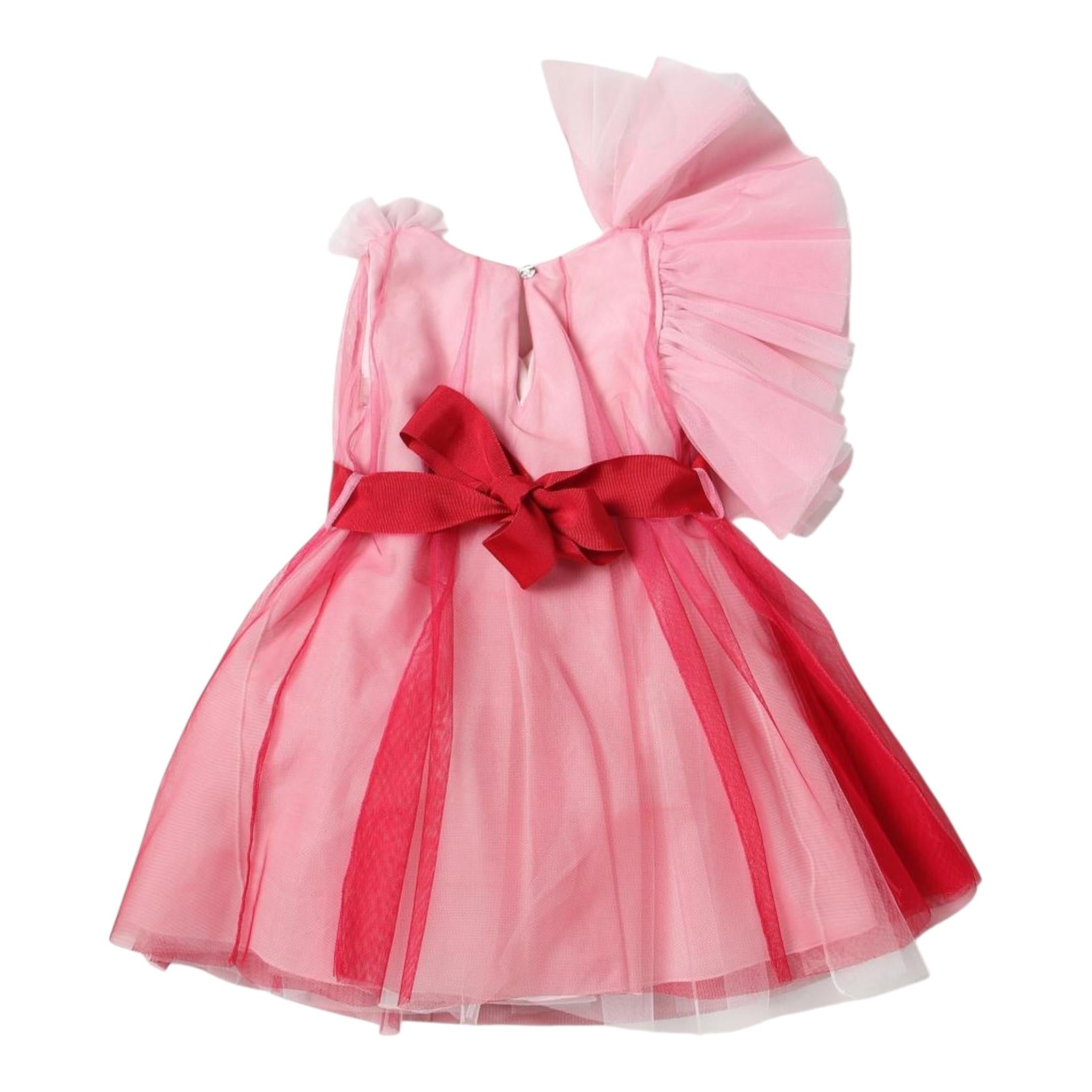 Monnalisa Abito Cerimonia Tinta Unita con Tulle per Bambina 71A914 ROSSO MONNALISA 