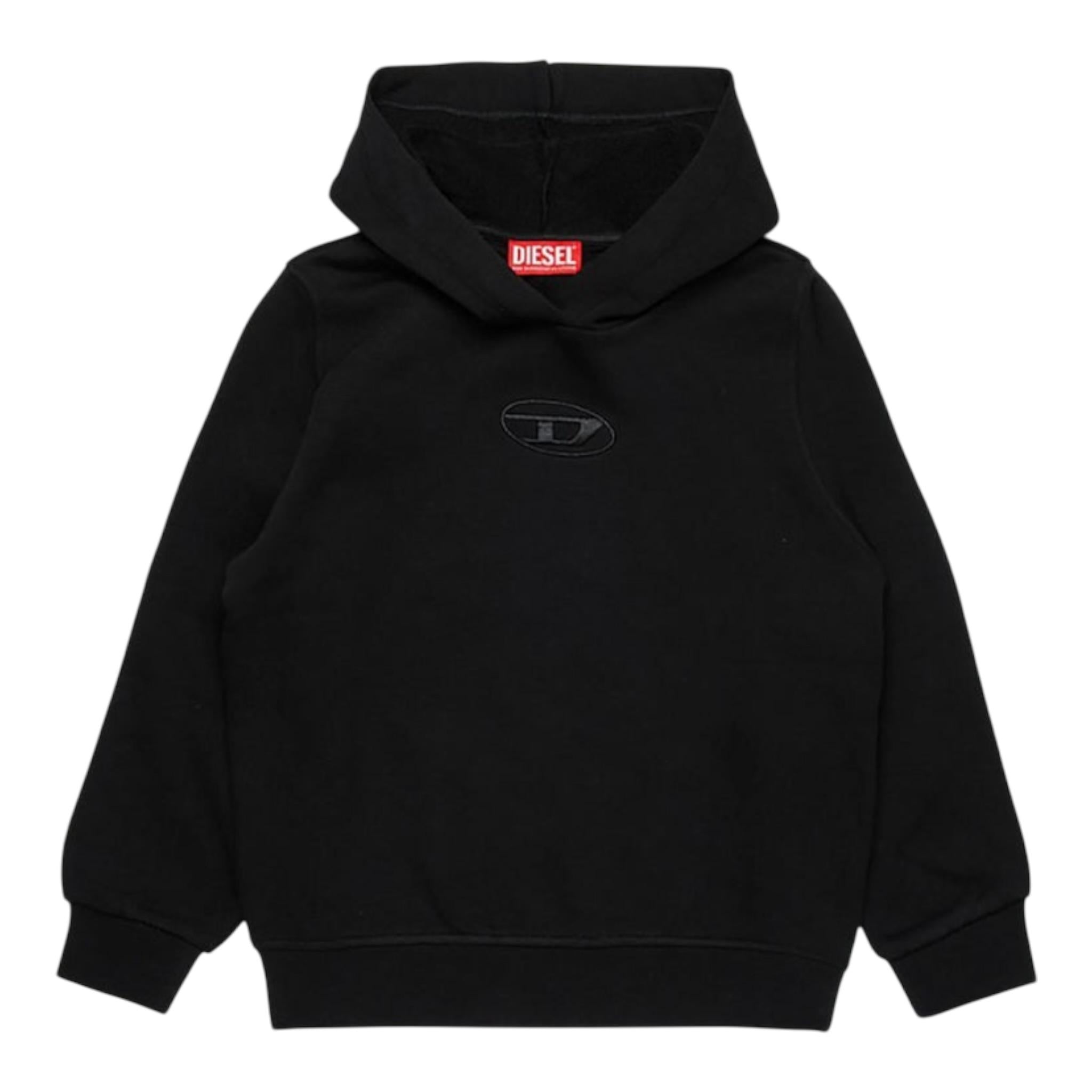 Diesel Felpa Tinta Unita con Cappuccio per Bambina J02014 NERO DIESEL 