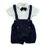 Barcellino Completo 3 Pezzi Camicia-Salopette-Papillon per Neonato 120703 BIANCO/BLU BARCELLINO 