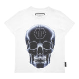 PHILIPPE PLEIN t-shirt girocollo tinta unita con stampa logo Bianco per Bambino BTK1269 BIANCO PHILIPPE PLEIN 