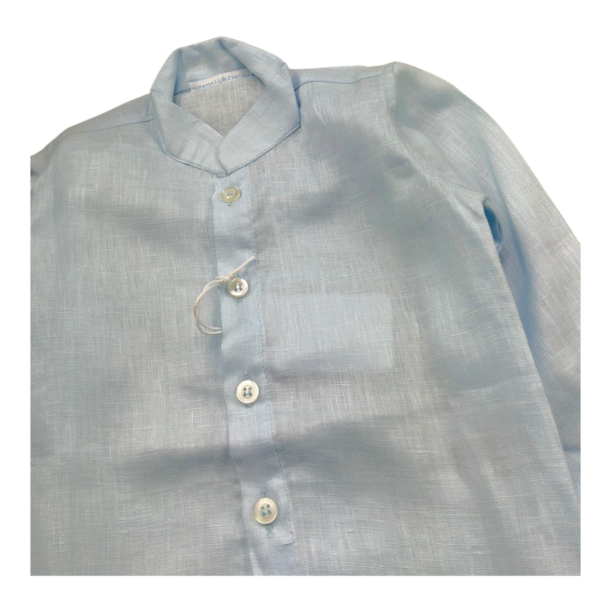 Manuel & Frank Camicia Tinta Unita con Collo Coreano Modello Body per Neonato MF3059I AZZURRO MANUEL & FRANK 