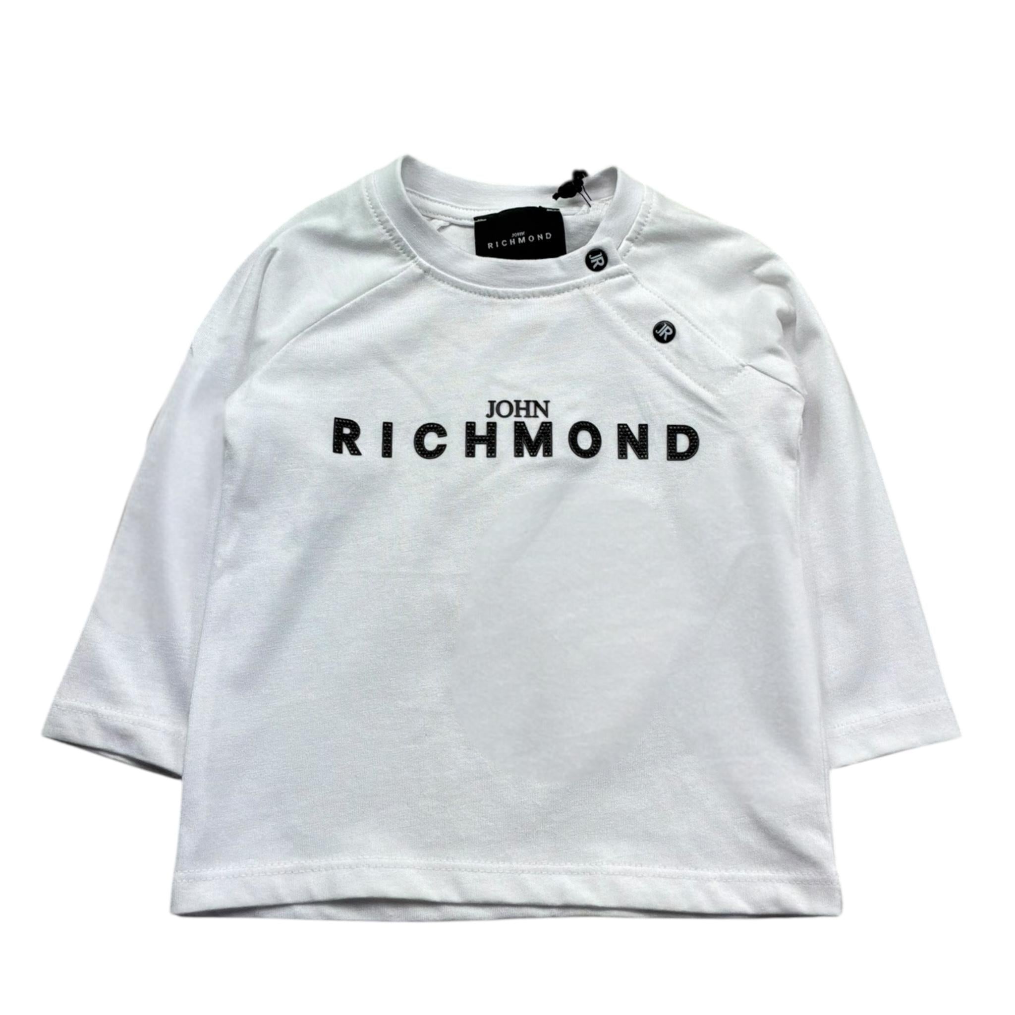 John Richmond Shirt Girocollo Tinta Unita con Logo per Neonato RIP26041TS BIANCO JOHN RICHMOND 