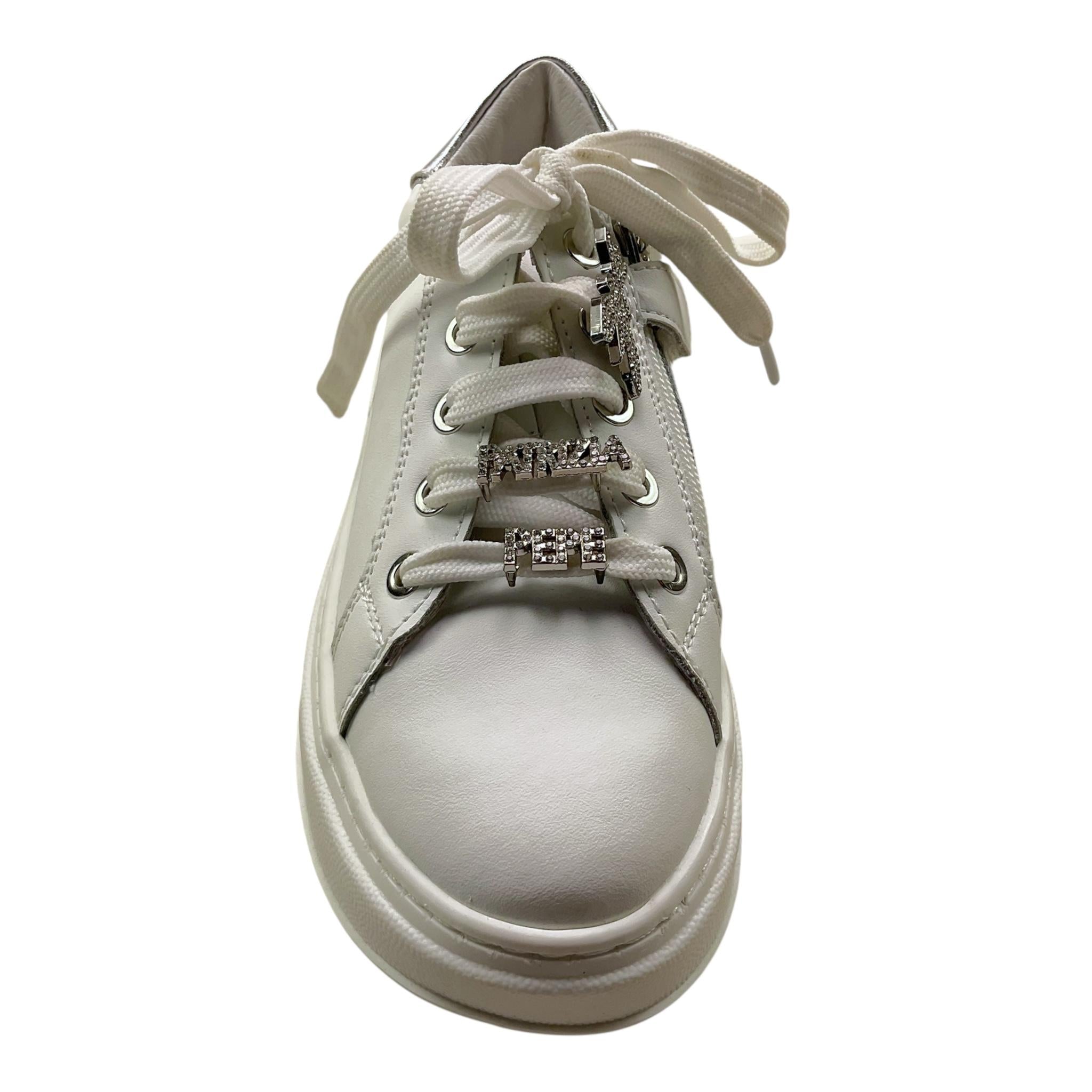 Patrizia Pepe Sneakers Tinta Unita con Lacci E Logo per Bambina PPJ302 BIANCO PATRIZIA PEPE 