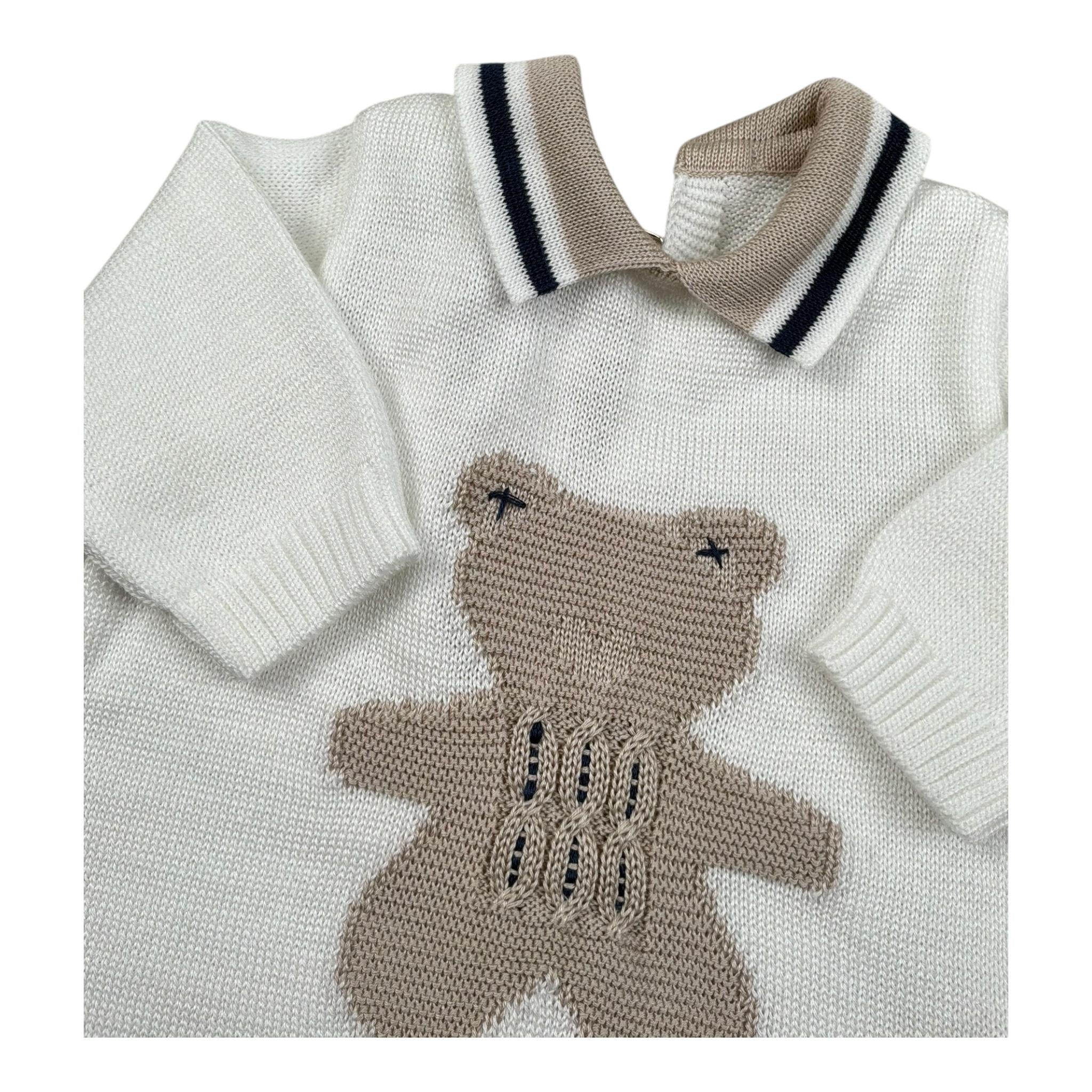 Marlu' Tutina Manica Lunga Tinta Unita con Ricami per Neonato EB5510 BIANCO MARLU' 