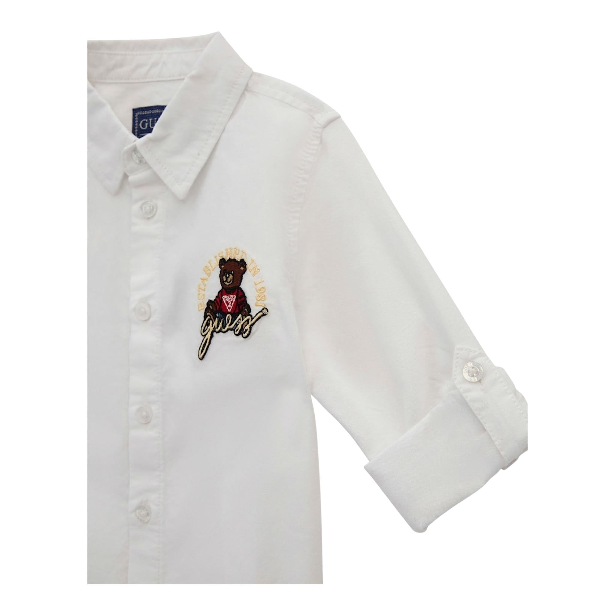 Guess Camicia Tinta Unita con Logo per Neonato N4BH08W9CL0 BIANCO GUESS 