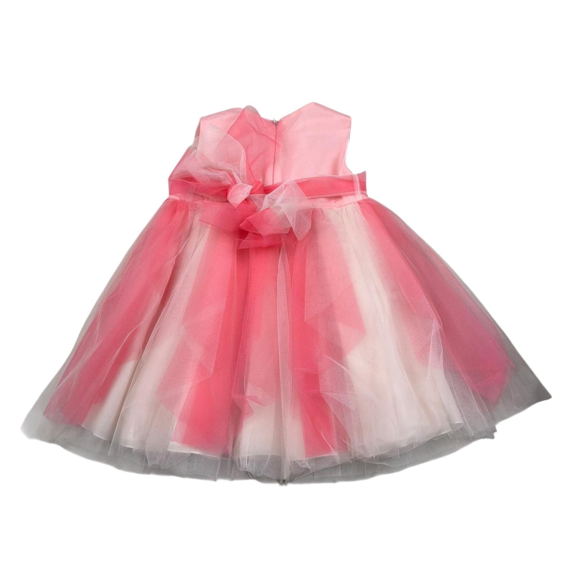 Aletta Abito Giromanica con Tulle Rosa per Neonata HP22226 ROSA ALETTA 