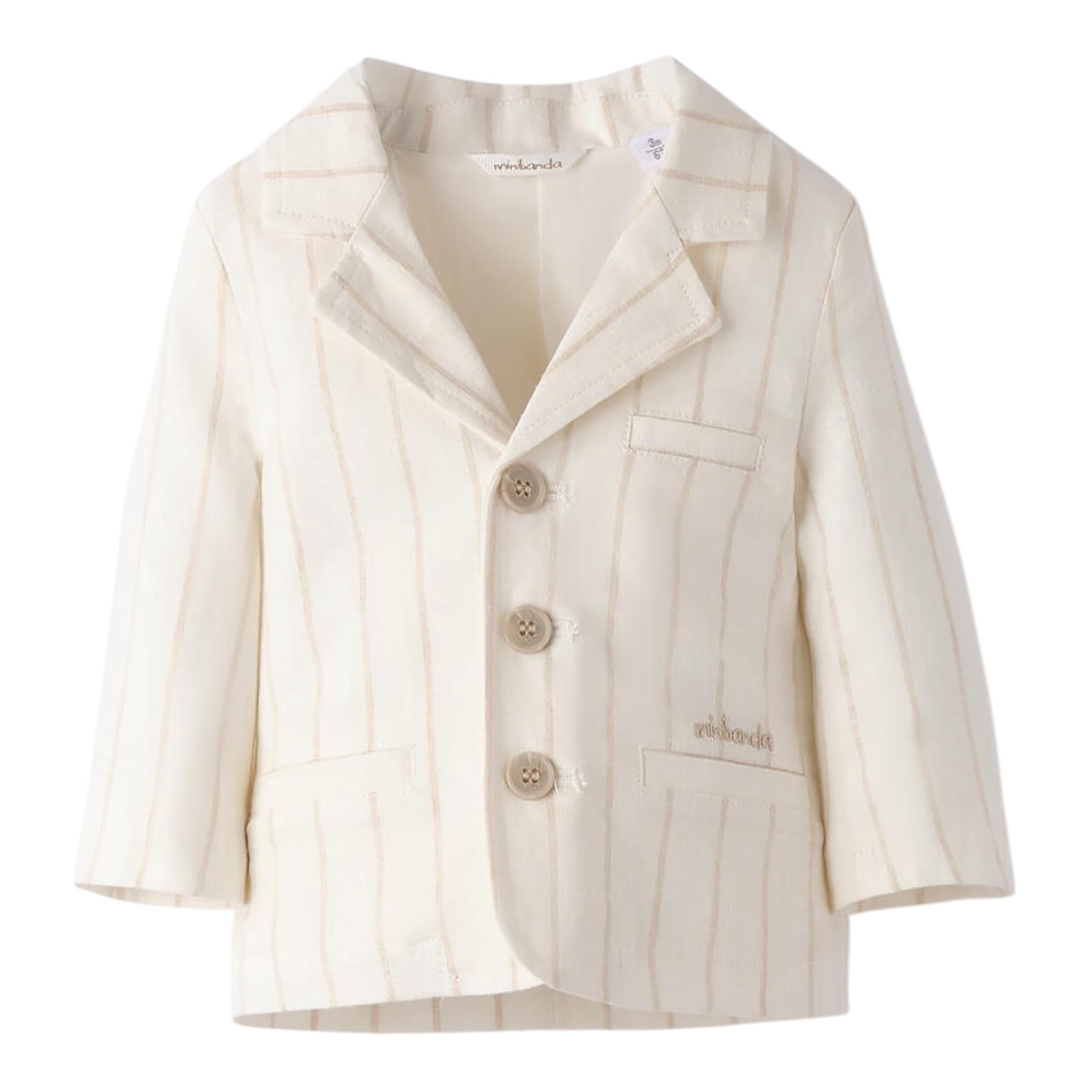 Mini Banda Giacca Tinta Unita Fantasia A Righe per Neonato 38686 PANNA MINI BANDA 