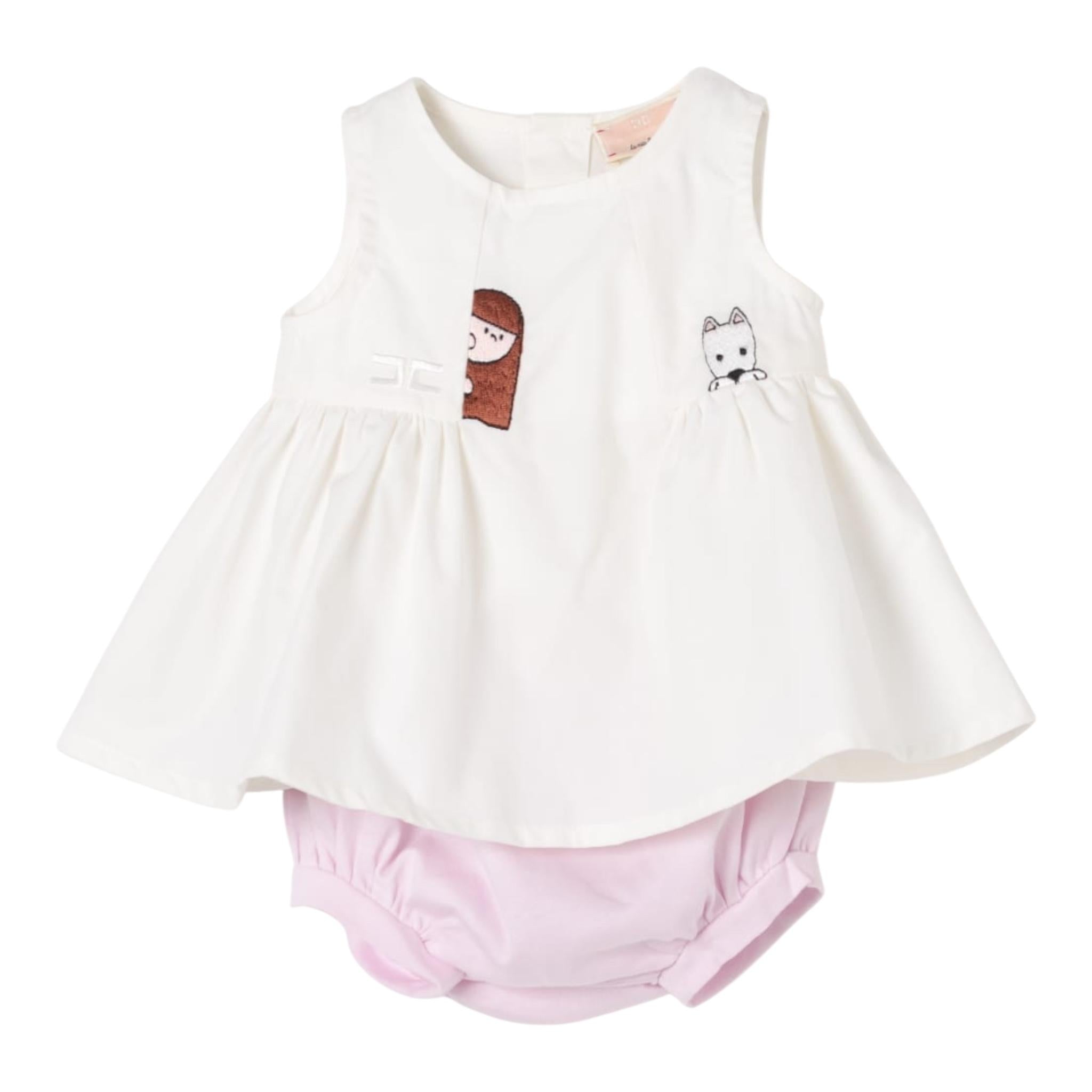 Elisabetta Franchi Completo 2 Pezzi Camicia-Coulotte Bicolore per Neonata ENCD098 BIANCO/ROSA ELISABETTA FRANCHI 