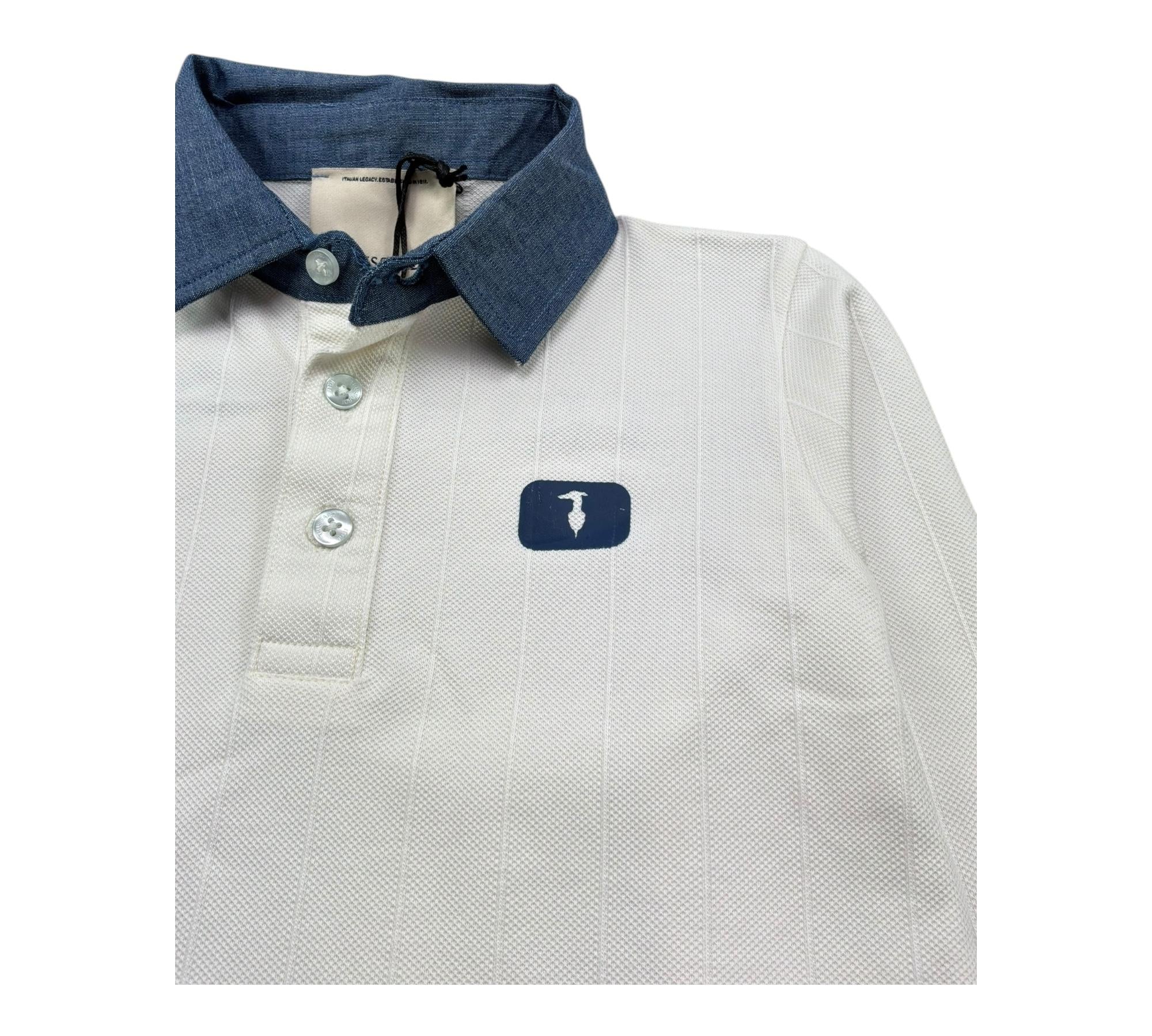 Trussardi Polo Manica Lunga Tinta Unita con Logo per Bambino TBP26134PO BIANCO TRUSSARDI 