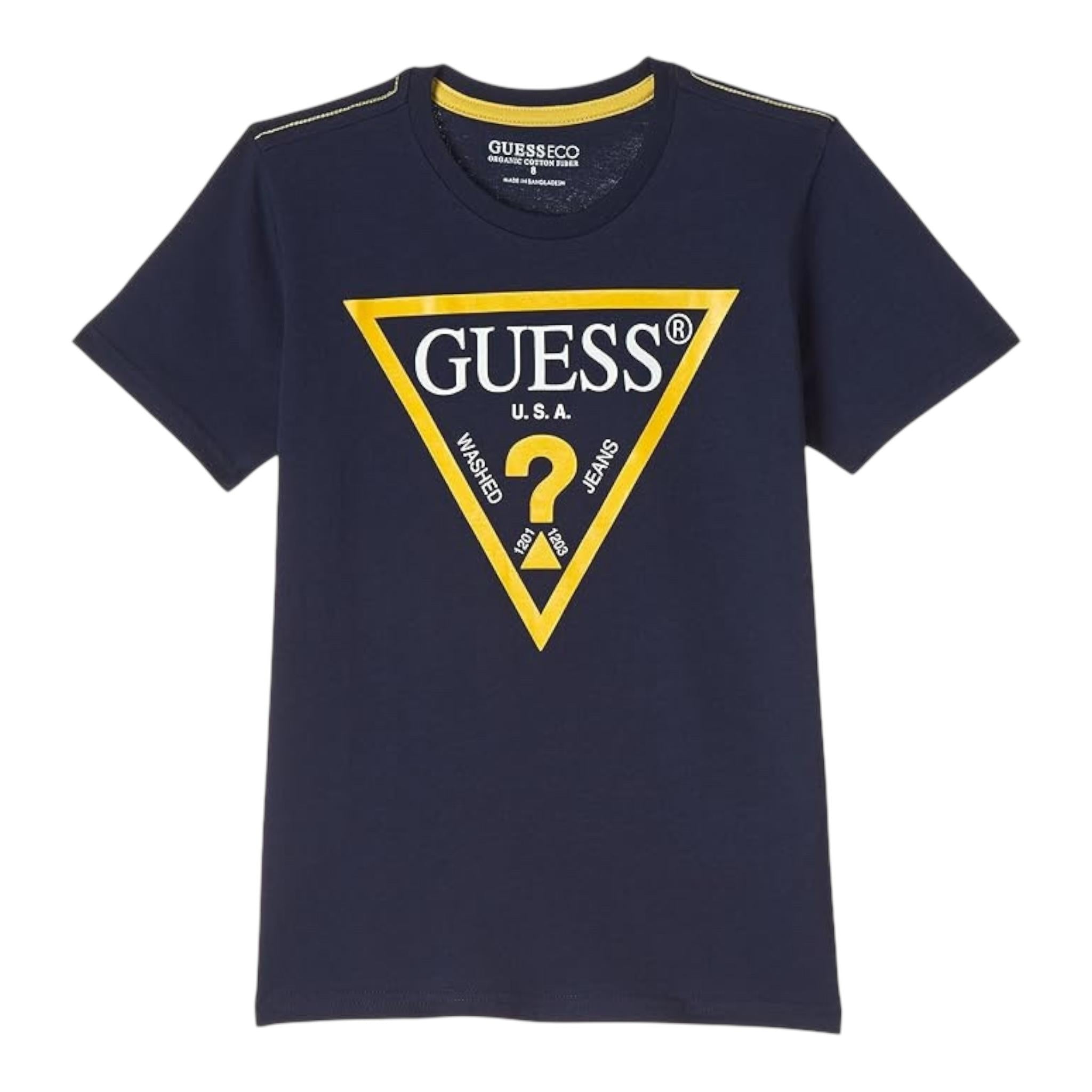 Guess T-Shirt Tinta Unita con Stampa per Neonato N73I55K8HM0N BLU GUESS 