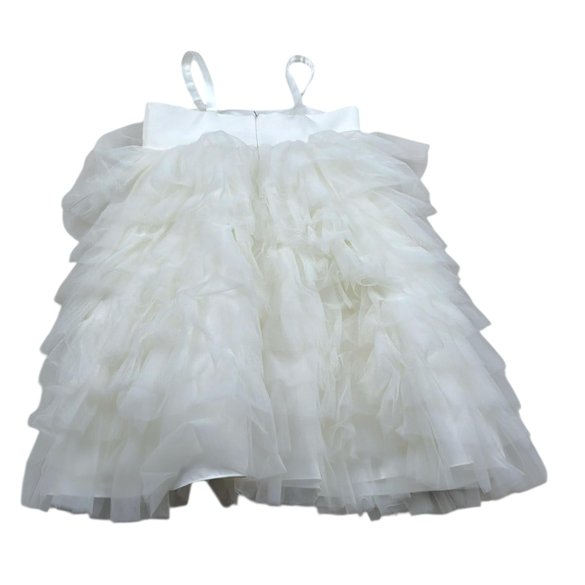 Nunzia Corinna Abito Cerimonia Tinta Unita con Tulle  per Bambina NJ2015962 PANNA NUNZIA CORINNA 