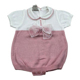 Marlu' Pagliaccetto Bicolore Mezza Manica per Neonata EB2323 BIANCO/ROSA MARLU' 