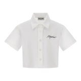 Moschino Camicia Mezza Manica Tinta Unita con Stampa per Bambina HDC024 BIANCO MOSCHINO 