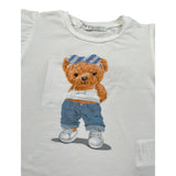 M+E' T-Shirt Girocollo Tinta Unita con Stampa per Neonata UE1276 BIANCO M+E' 