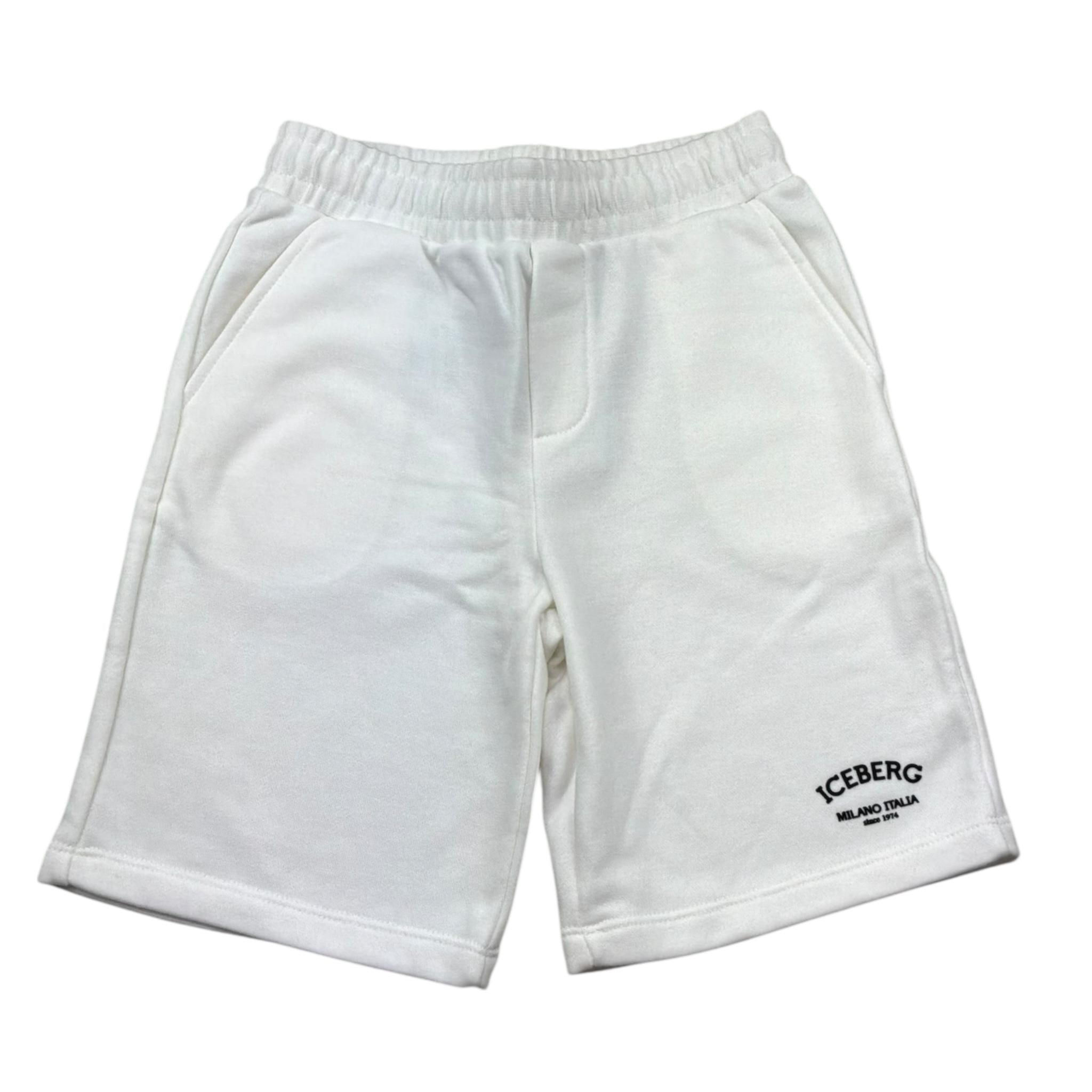Iceberg Bermuda Tinta Unita con Logo per Bambino BFICE5114JX BIANCO ICEBERG 