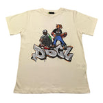 DISCLAIMER t-shirt girocollo tinta unita con stampa in contrasto Panna per Bambino 24IDK58215 PANNA DISCLAIMER 