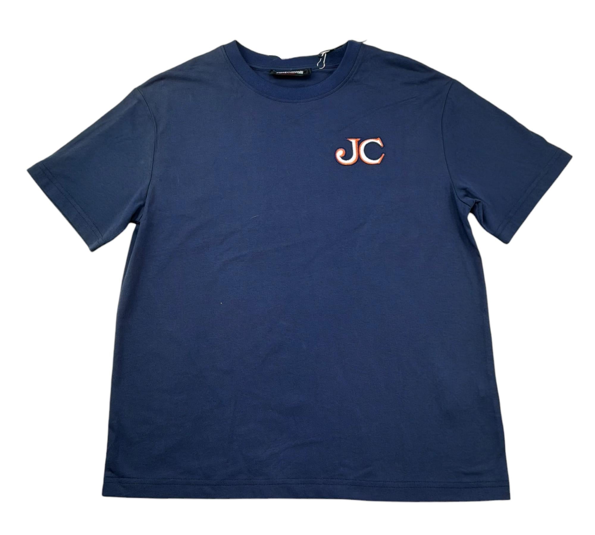 Just Cavalli T-Shirt Girocollo Tinta Unita con Logo per Bambino JBP26092TS BLU JUST CAVALLI 