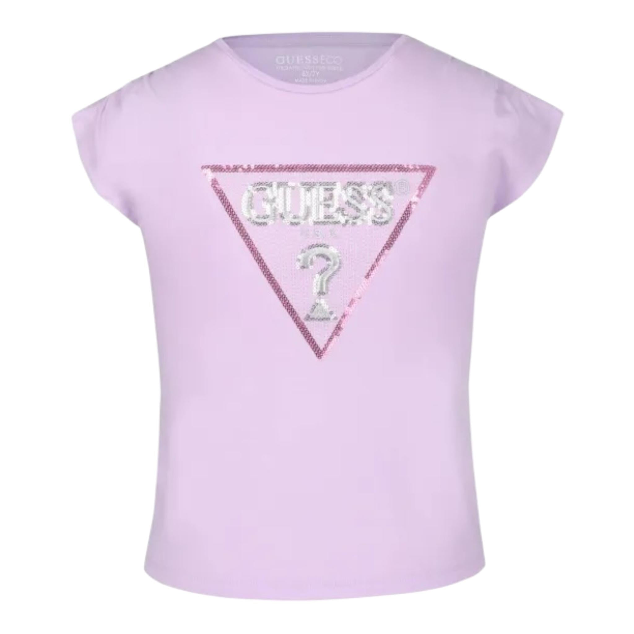 Guess T-Shirt Girocollo Tinta Unita con Stampa per Neonata K4GI11K6YW4 LILLA GUESS 