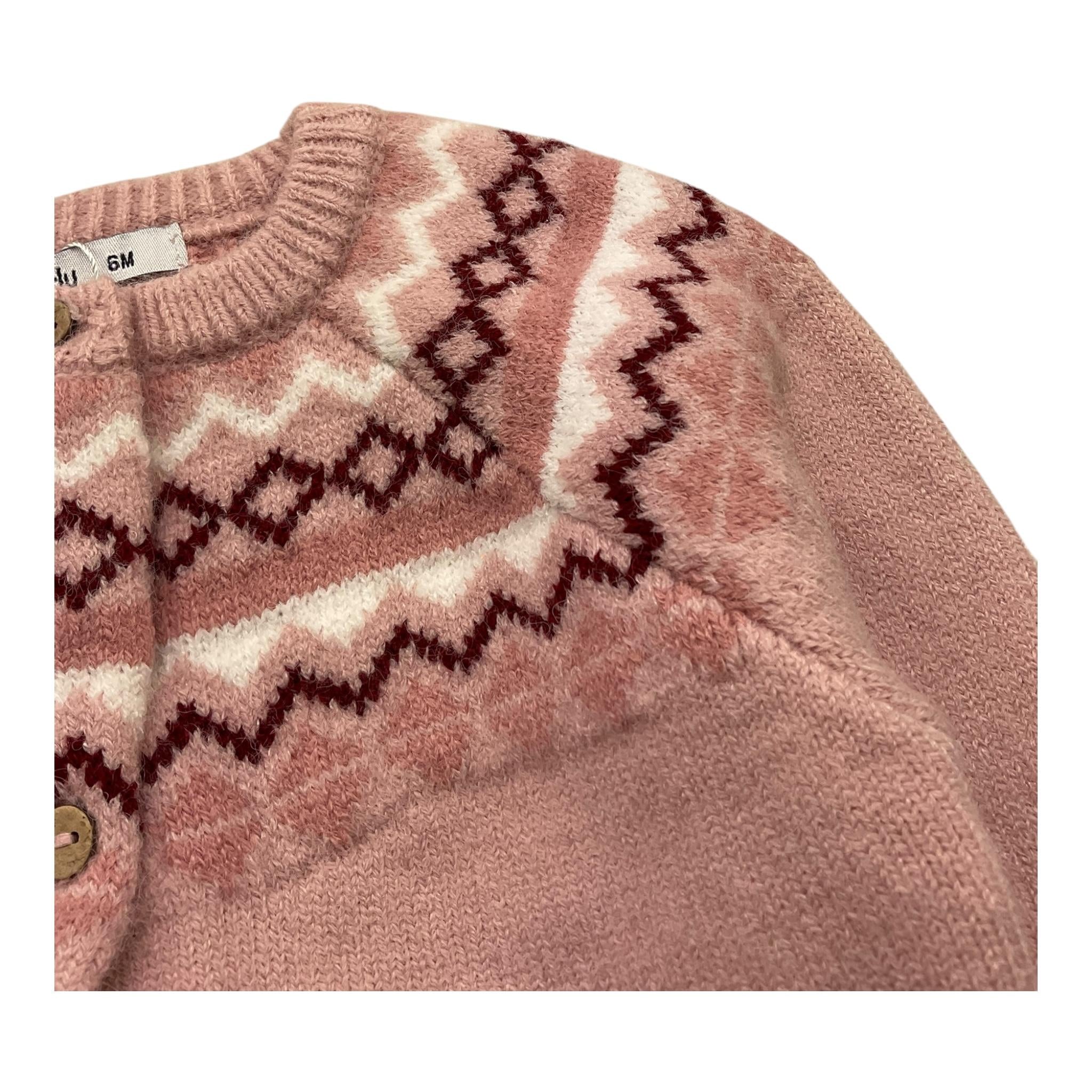 BABIDU cardigan tinta unita con stampa Rosa per Neonata 60770 ROSA BABIDU 