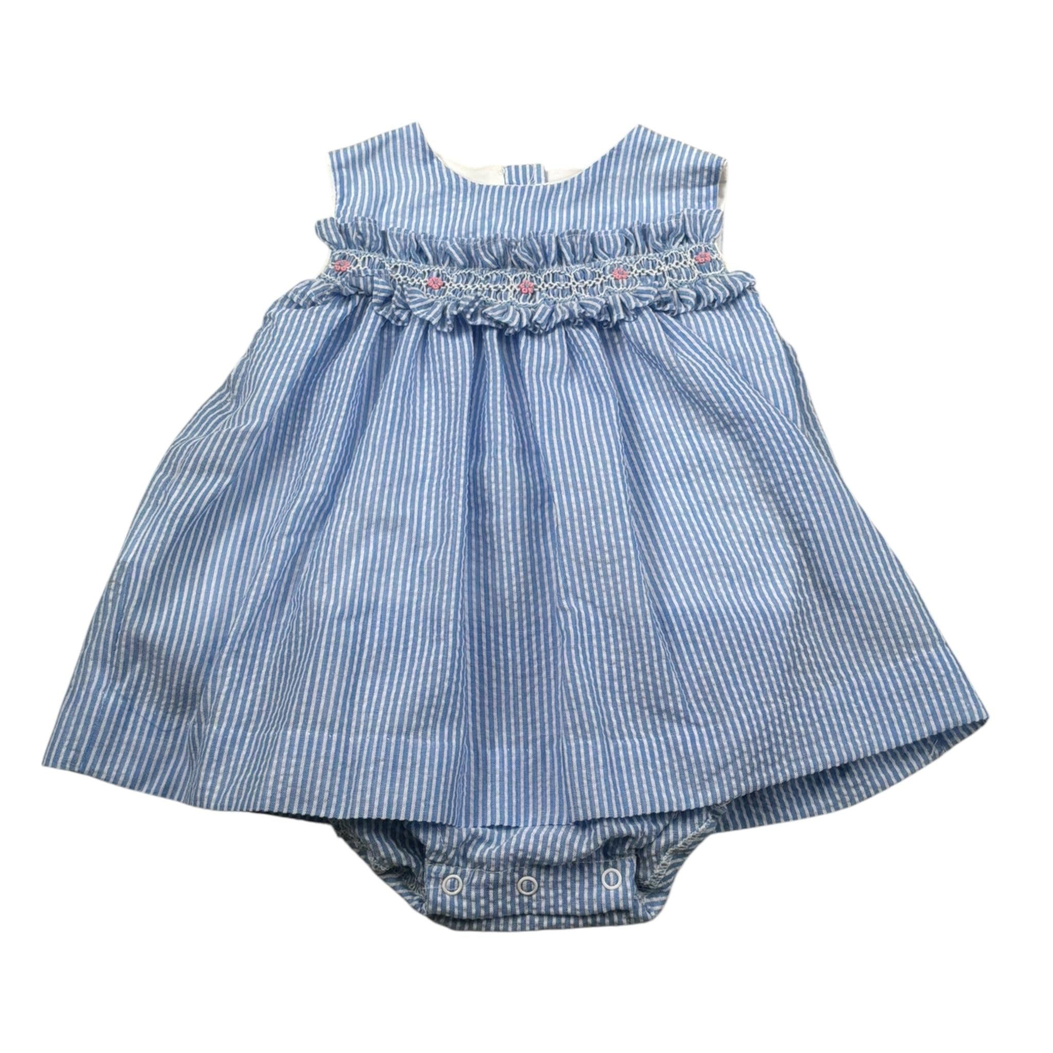 Malvi & Co Abito Giromanica Fantasia A Righe Azzurro per Neonata S25N135VEG AZZURRO MALVI & CO 
