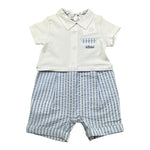 Le Bebe' Pagliaccetto Bicolore Mezza Manica Bianco/Azzurro per Neonato LBB1128 BIANCO/AZZURRO LE BEBE' 