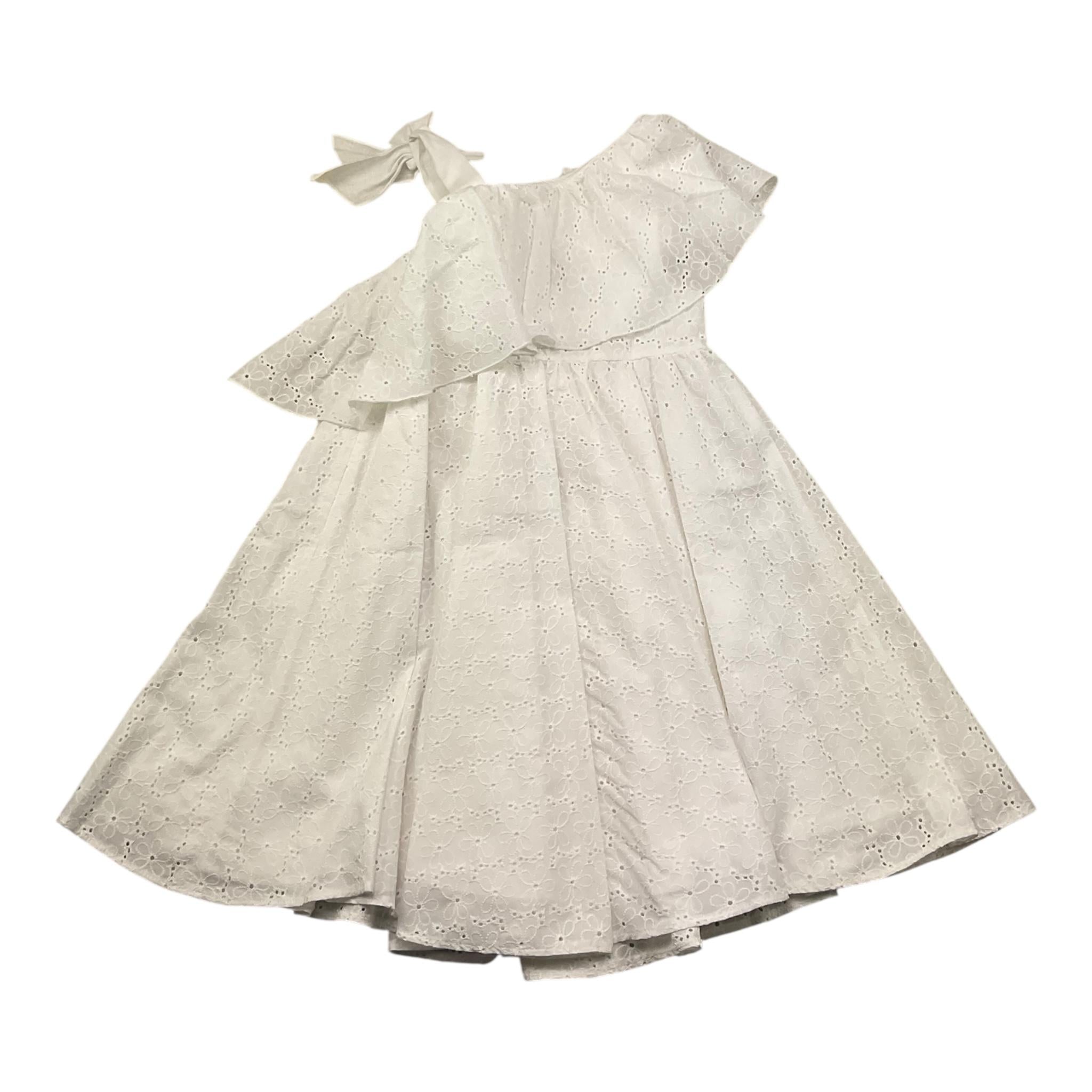 La Stupenderia Abito Monospalla Tinta Unita In Pizzo Sangallo per Bambina TJAB74 BIANCO LA STUPENDERIA 