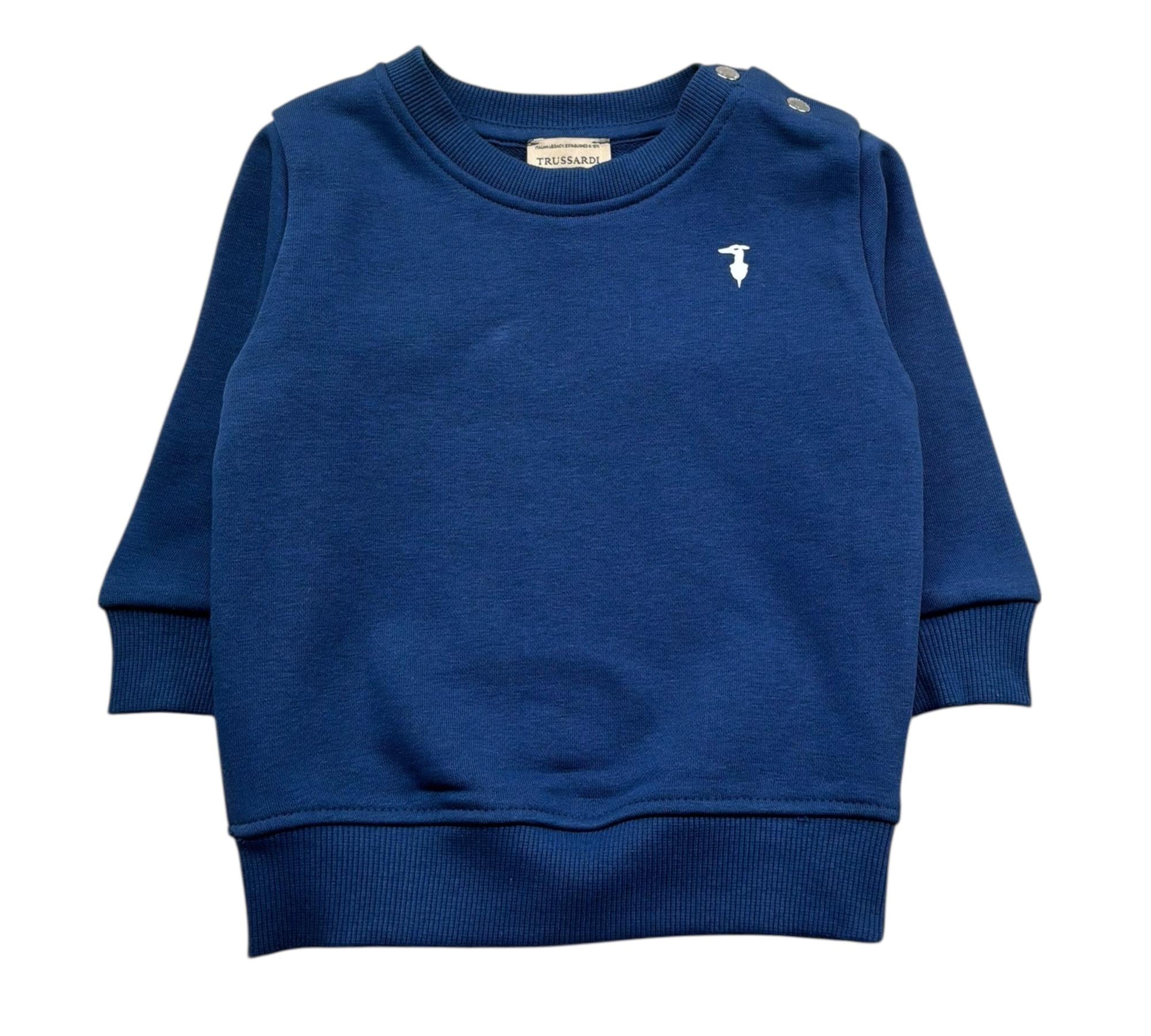Trussardi Felpa Chiusa Girocollo Tinta Unita con Logo per Neonato TIP26001FE BLU TRUSSARDI 