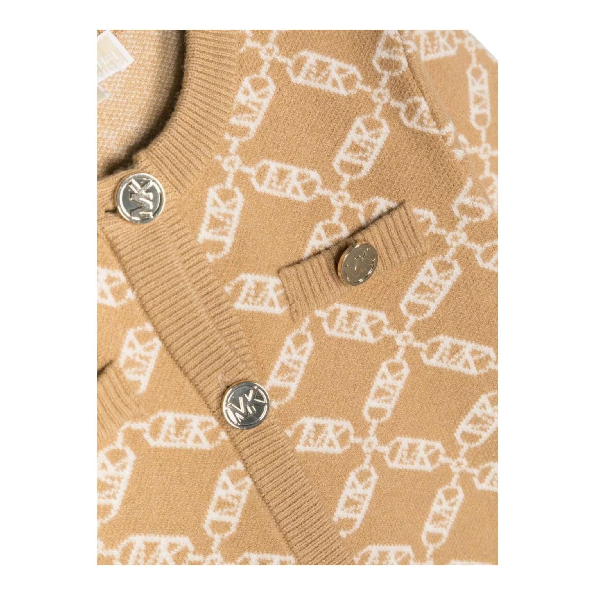 MICHAEL KORS cardigan tinta unita con stampe logo Beige per Bambina R15225 BEIGE MICHAEL KORS 