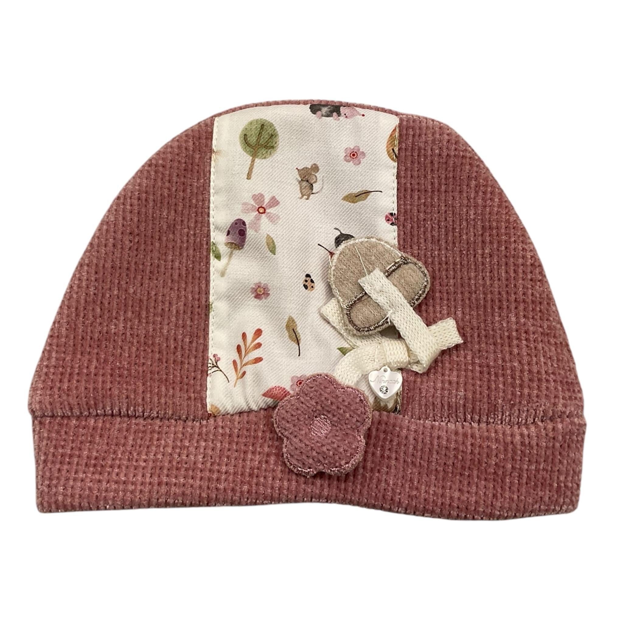 NINNAOH cappello tinta unita con applicazione Rosa per Neonata I2495 ROSA NINNAOH 