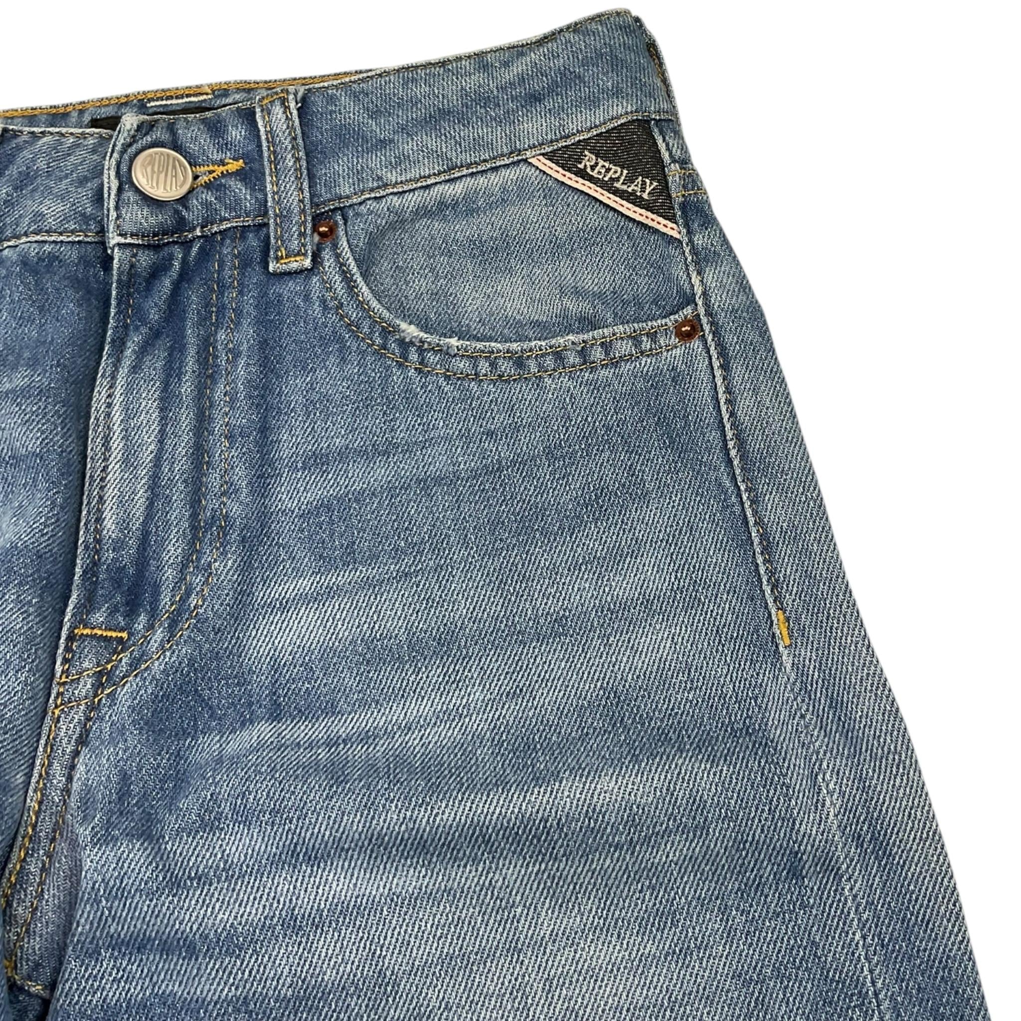Replay Jeans Tinta Unita con Girovita Regolabile per Bambino SB9Z1 AZZURRO REPLAY 