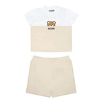 Moschino Completo 2 Pezzi T-Shirt-Bermuda Bicolore per Neonato MUG01F BIANCO/BEIGE MOSCHINO 