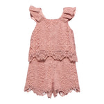 Abel & Lula Completo 2 Pezzi Top-Short Tinta Unita Trafrato per Bambina 5230 ROSA ABEL & LULA 