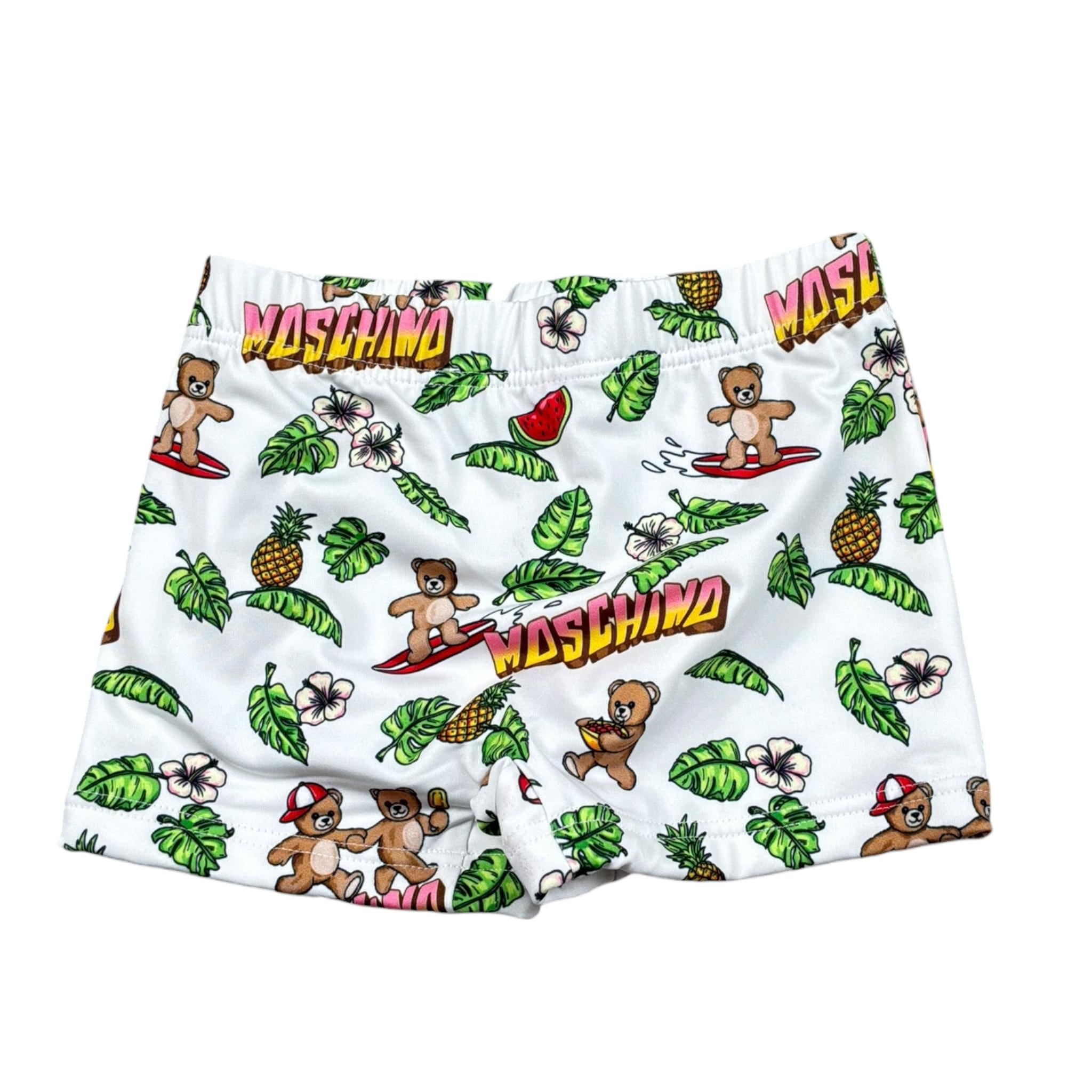 Moschino Costume Modello Boxer Tinta Unita con Stampa per Neonato M5L006 BIANCO MOSCHINO 
