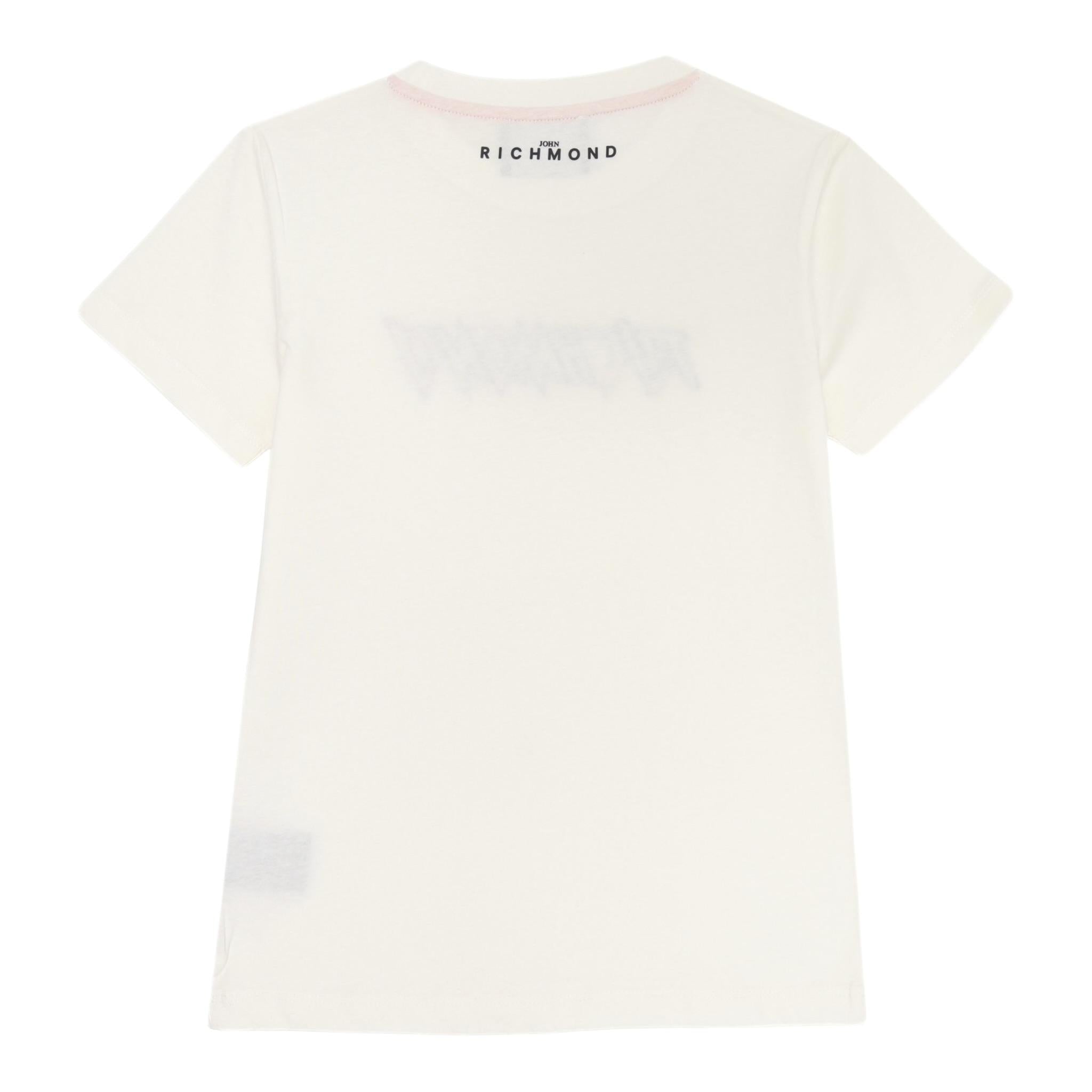 John Richmond T-Shirt Girocollo Tinta Unita con Stampa per Neonato RBP25074TS PANNA JOHN RICHMOND 