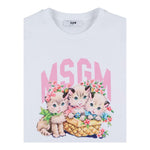 Msgm T-Shirt Girocollo Tinta Unita con Stampa per Bambina S5MSJGTH109 BIANCO MSGM 