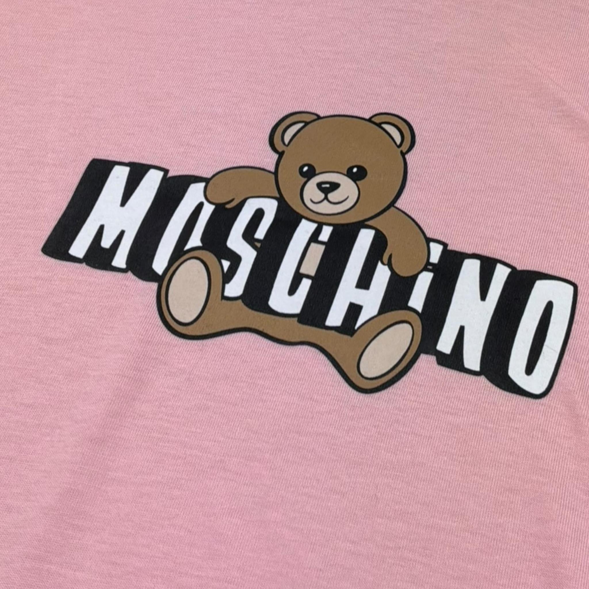 Moschino T-Shirt Girocollo Tinta Unita con Stampa per Bambina HZM058 ROSA MOSCHINO 