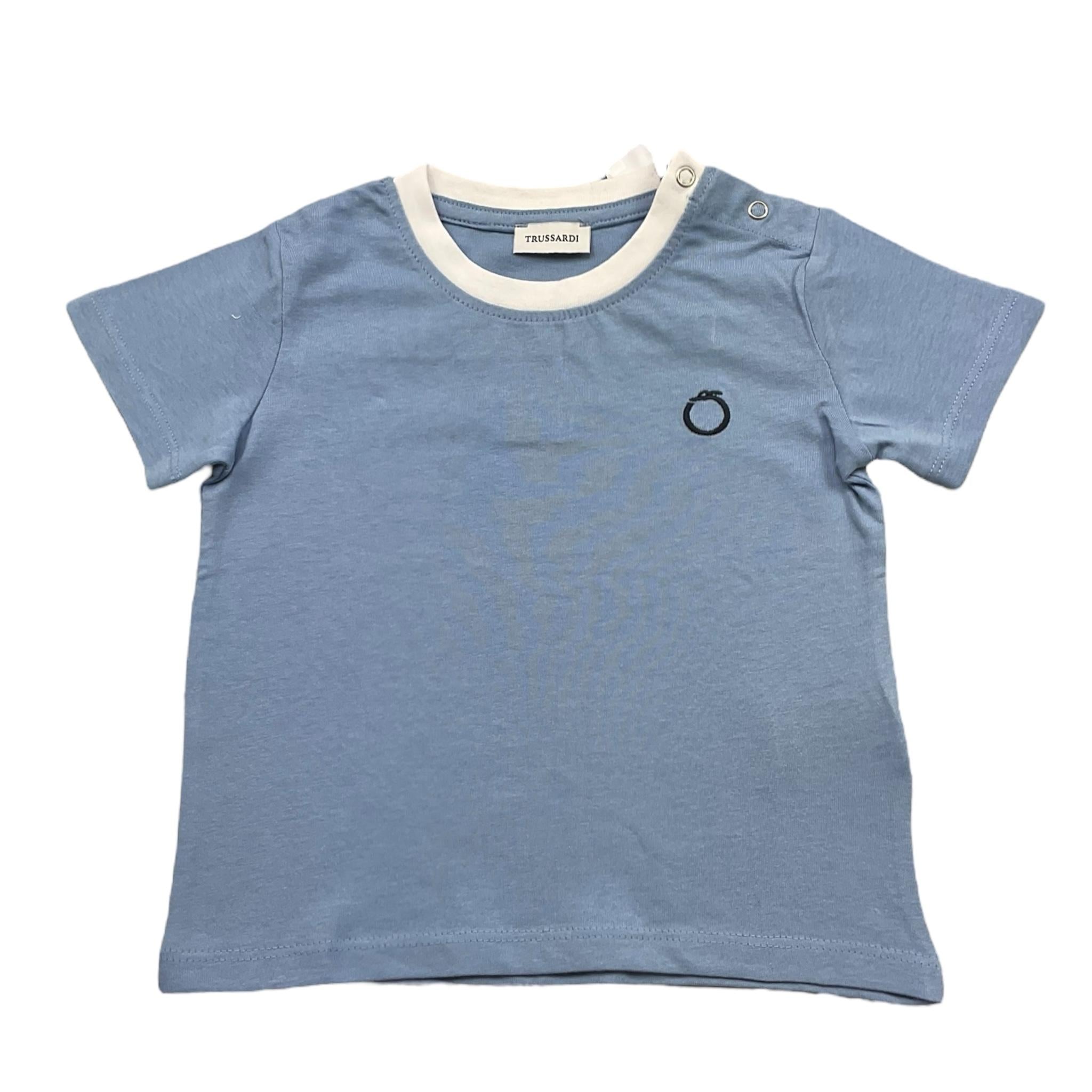 Trussardi T-Shirt Tinta Unita con Stampa per Bambino TIP25045TSJ AZZURRO TRUSSARDI 
