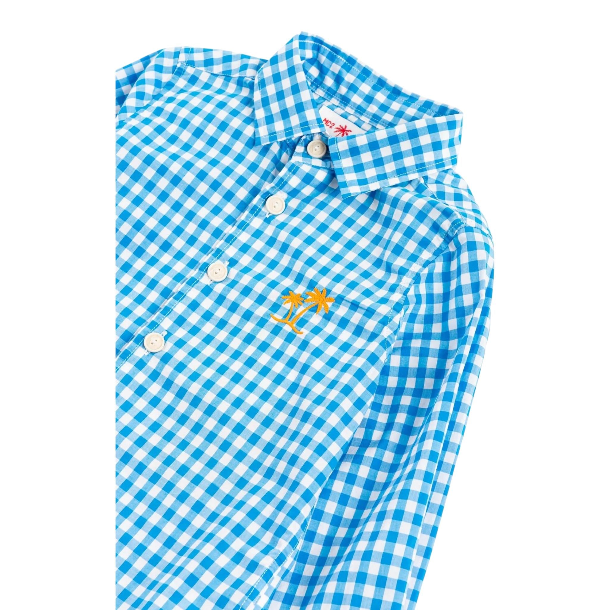 Saint Barth Camicia Manica Lunga Fantasia Quadri per Bambino AGNESEM AZZURRO SAINT BARTH 