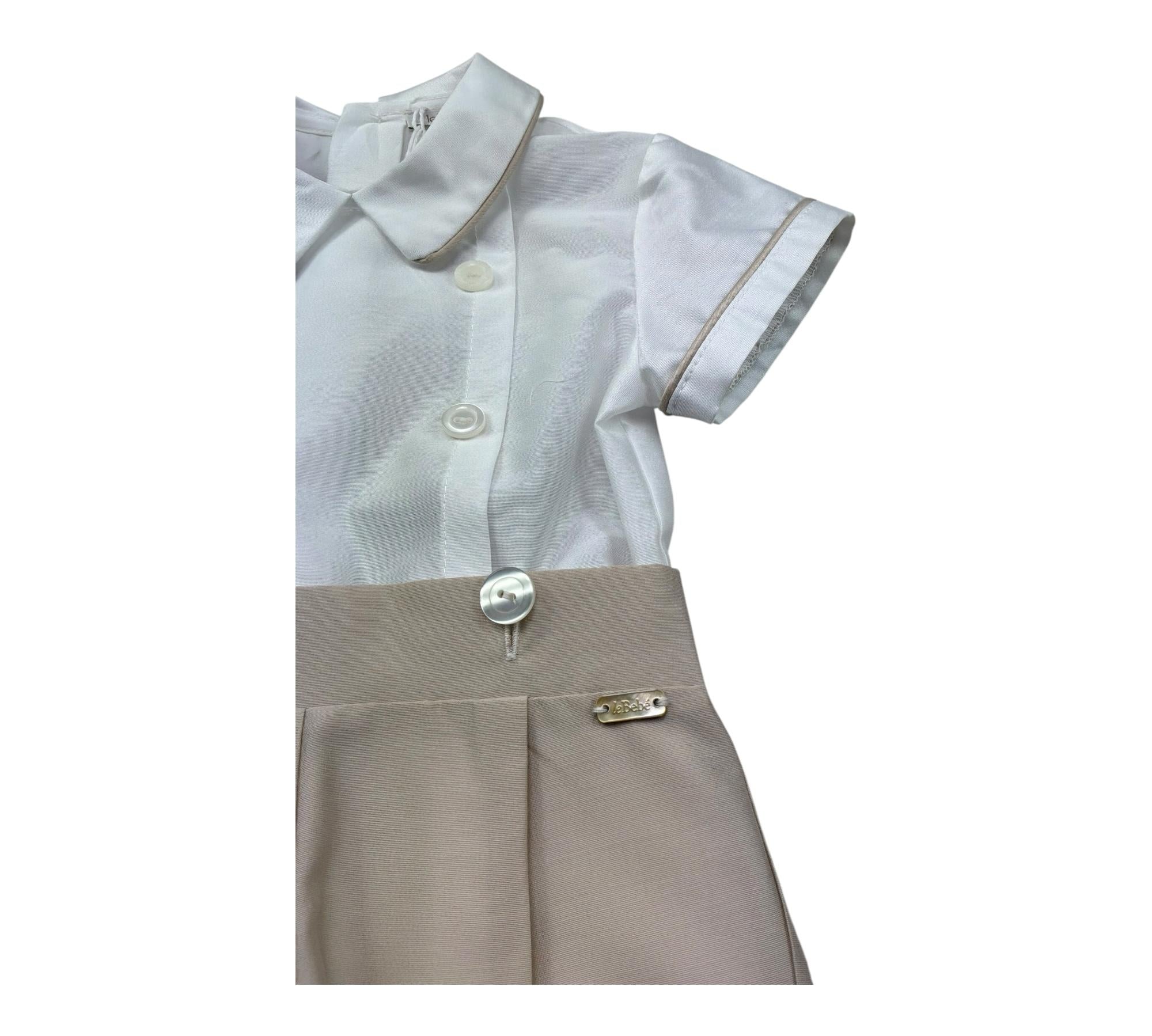 Le Bebe Completo 2 Pezzi Camicia-Bermuda per Neonato LBB5326 BIANCO/BEIGE LE BEBE 